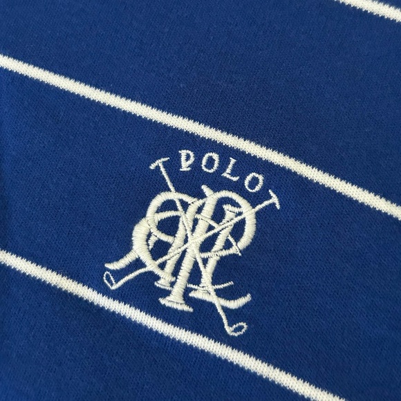 Polo Ralph Lauren Blue & White Striped Golf Polo Shirt Sz L - Picture 8 of 9